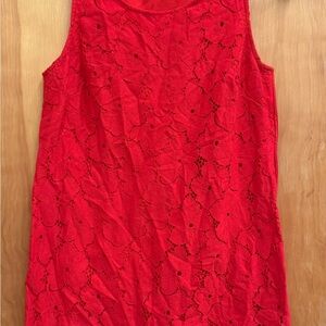 Banana Republic Women’s 6P Vibrant Red Floral Eyelet Mini Shift Dress